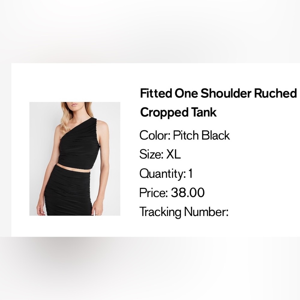NWT Express fitted one shoulder ruched crop tank black women’s XL